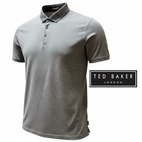 Ted Baker London Other - TED BAKER LONDON SS Woven Collar Polo printed blue button collar. Size: 7 (XXL)